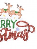 Santa, Sleigh, Reindeers & Merry Christmas Hanging Sign Decoration - 40cm