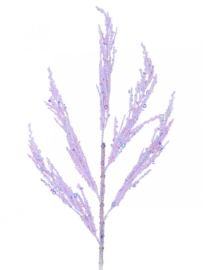 75cm Iridescent Pastel Sequin & Glitter Norfolk Pine Long Christmas Stem