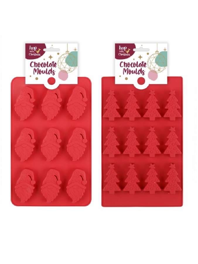 Assorted Reusable Christmas Tree & Santa Silicone Chocolate Moulds