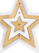 White & Natural Wooden Five Point Star Table Top Ornament - 20cm