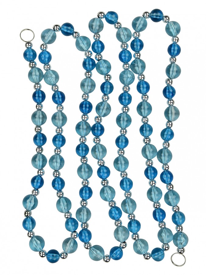 Clear Turquoise & Silver Christmas Bead Garland - 1.8m