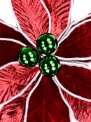 Red Poinsettia With White & Green Decorative Christmas Clip Pick - 30cm Wide