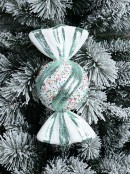 27cm Teal Green & White Wrapped Sugar Ball Lolly Christmas Tree Ornament