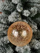 20cm Iridescent Champagne Orange Large Display Beaded Bauble