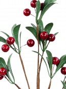 Crimson Red Berry & Holly Leaf Spray Stem With Adjustable Branches | 59cm