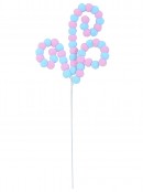 49cm Baby Pink & Blue Pom Pom Ball Candy Canes Spray Long Christmas Stem