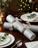 25x Luxury Sterling Silver Glitter Christmas Bon Bons (Crackers) | 34cm