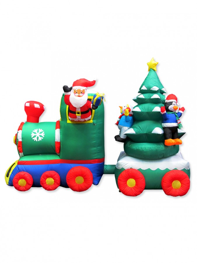 Santa Train With Internal Light Animated Tree Inflatable - 1.5m