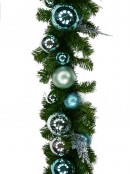 Pre-Decorated Tiffany Inspired Bauble & Pine Garland - 2.7m