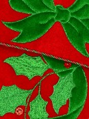 Red Velvet With Green Bow & Mistletoe Applique Christmas Stocking - 42cm