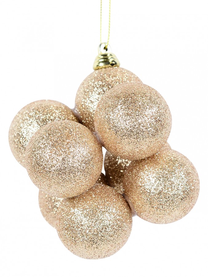 Gold Glitter Bauble Cube Christmas Tree Hanging Decoration - 75mm
