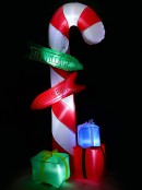 2.7m Giant Candy Cane Signpost With Gifts Illuminated Christmas Inflatable