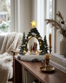 24cm Animated Musical Santa, Sleigh & Reindeer Under LED Arch