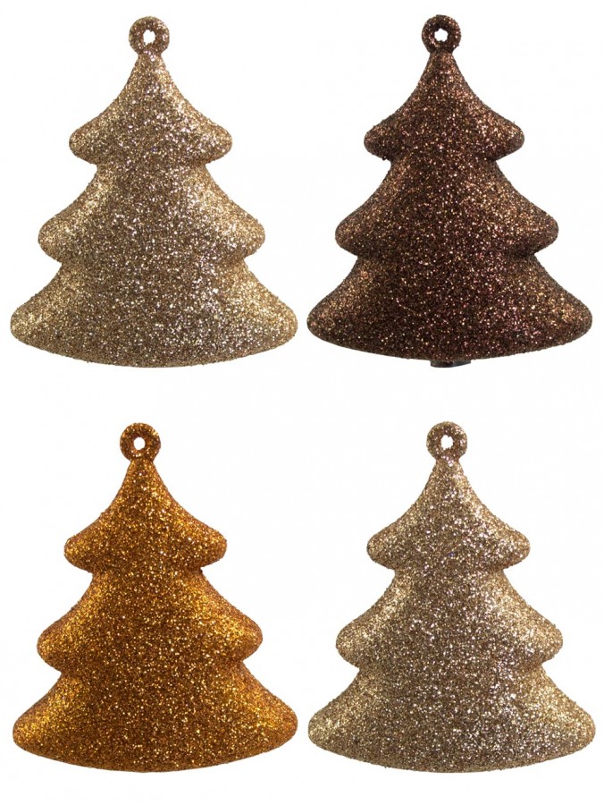Chocolate, Copper & Gold 3D Tree Hanging Decorations - 4 x 70mm