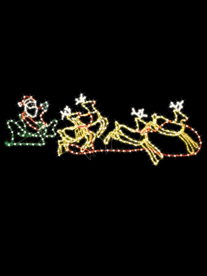 Santa, Sleigh & 4 Reindeers 3D Light Display - 2.5m