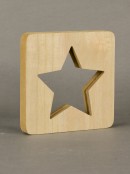 Wooden Star Laser Cut-Out With White SMD Christmas Ornament - 18cm
