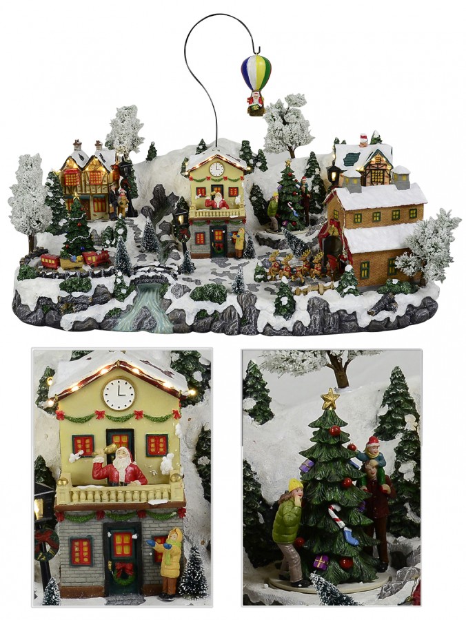 Illuminated Animated Musical North Pole Village  Scene  