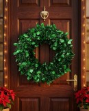 42cm Holly Leaf & Berry Shimmer Tinsel Christmas Wreath