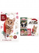 Cats & Dogs Design With Metallic Text Christmas Greeting Cards - 10 x 175mm