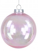 Large Pink Tinted & Iridescent Soap Bubble Look Clear Baubles - 2 x 15cm