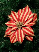 22cm Red & Gold Glitter Stripe Poinsettia Flower Christmas Tree Clip Pick