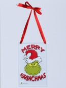 Merry Grinchmas Metal Christmas Hanging Sign Plaque - 15cm