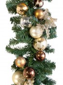 Pre-Decorated Chocolate, Copper & Champagne Bauble Garland - 2.7m