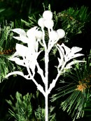 White Berries & Foliage With Silver Glitter Christmas Spray Clip Pick - 19cm Wide