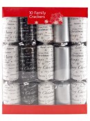 Black, Silver & White With Christmas Greeting Pattern Bon Bons - 10 x 30cm