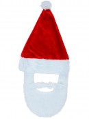 Classic Plush Red Santa Hat With White Faux Fur Beard | One Size Fits Most