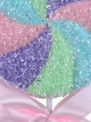 Pastel Rainbow Swirl Peppermint Lollipop Stem With Pink Satin Bow | 35cm