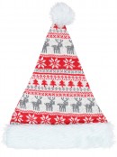 White, Red & Grey Ugly Knitted Sweater Look Santa Hat - One Size Fits Most