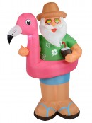 Summer Santa & Flamingo Floatie Illuminated Christmas Inflatable Display - 1.9m