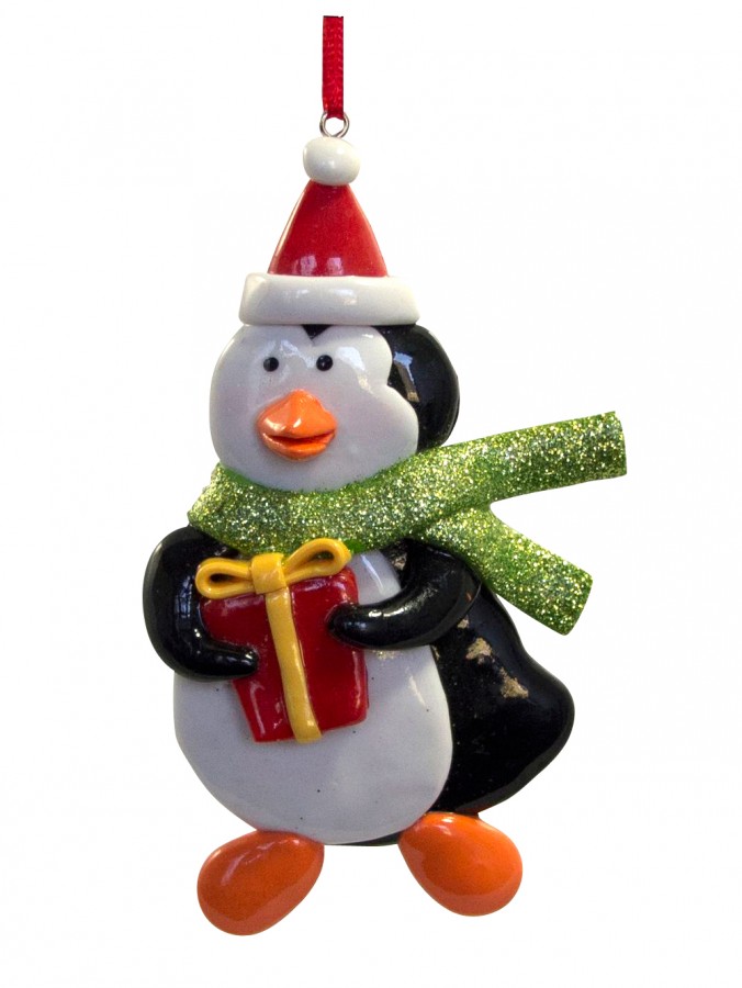 Penguin Clay Dough Hanging Ornament - 11cm