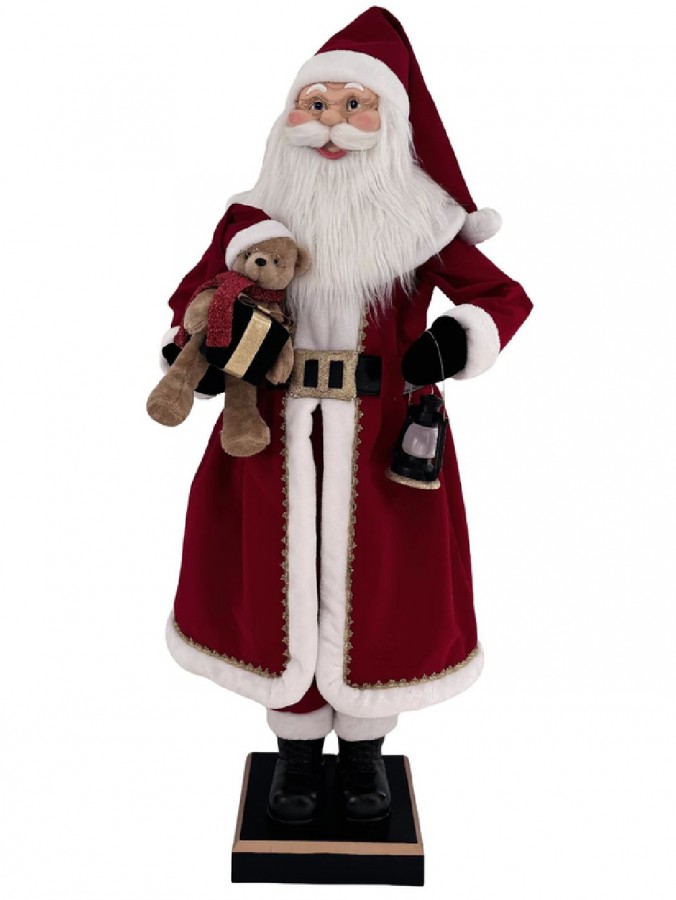 1.5m Classic Singing Life Size Santa Animated Toy With Lantern & Teddy Bear