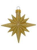 Red & Gold Glittered 12 Point Star Decorations - 4 x 11cm