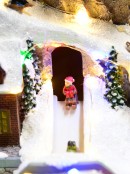 Ski Mountain Village Scene with LED Lights & Moving Figures - 30cm