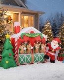 2.5m Large Reindeer Stable With Santa | LED Outdoor Inflatable