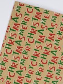 Assorted 3m x 70cm Christmas Santa, Tree & Motto Kraft Paper Gift Wrap