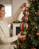 94cm Royal Stripe Red Green & Gold Multi Colour Large Display Finial