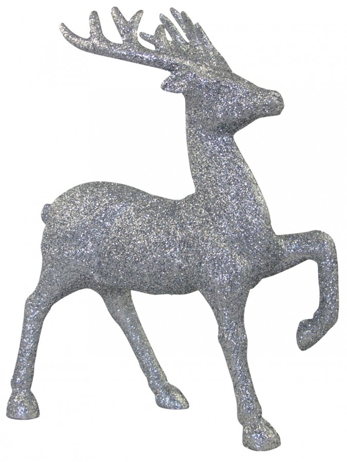 Silver Prancing Reindeer Ornament - 20cm