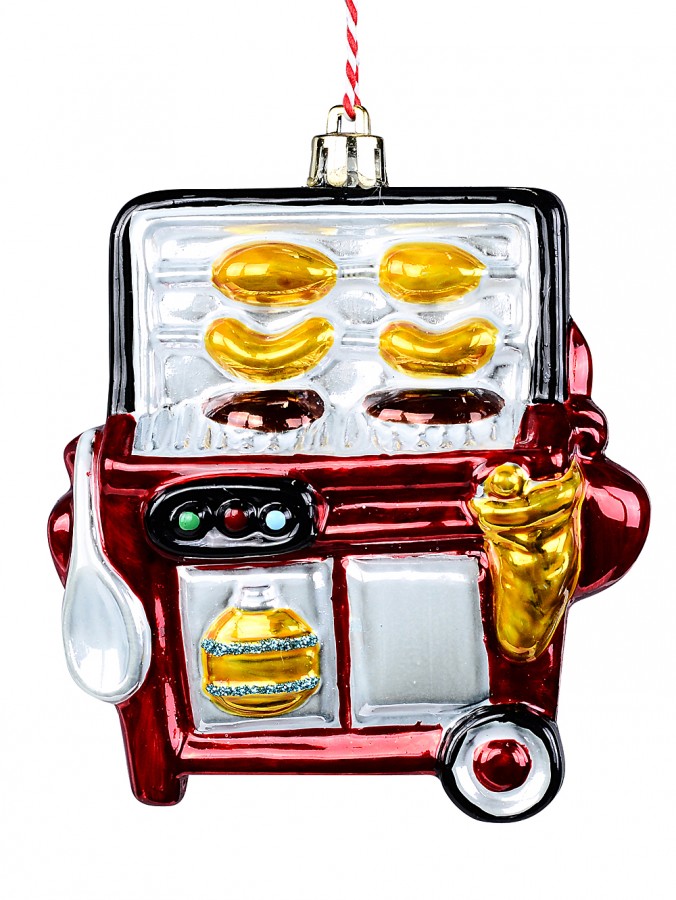 10cm Glossy Mobile BBQ Grill Christmas Tree Ornament