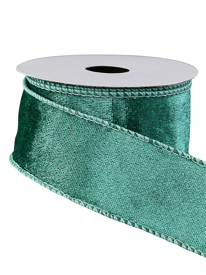 Wired Emerald Green Velvet Ribbon & Fabric Trim | 1.5m x 35mm