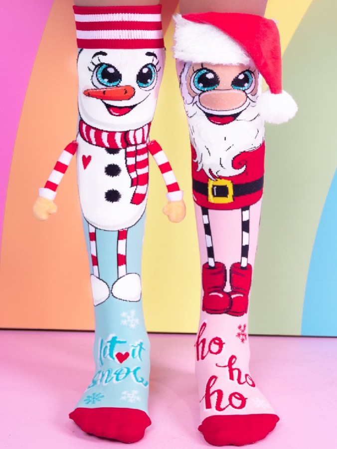 Madmia Santa & Snowman Pattern Design Christmas Socks - One Size Fits Most