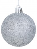32x 60mm & 15cm Silver Matte, Shiny, Pearl & Glitter Christmas Baubles