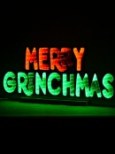 Red & Green ' Merry Grinchmas ' Infinity Mirror LED Light Display & Stand - 53cm