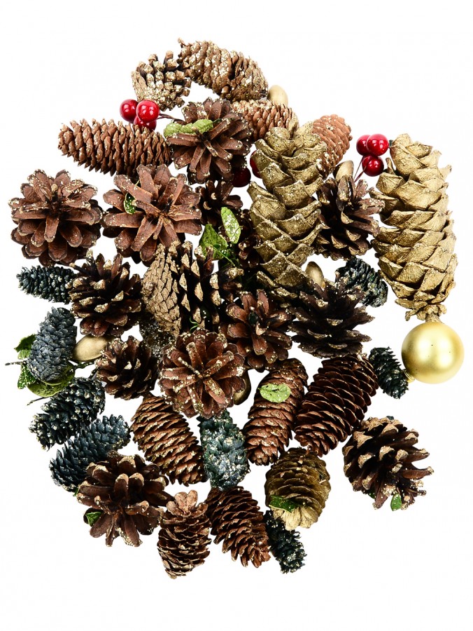 Pine Cones, Stars, Berries & Leaves Assorted Christmas Decoration Mix - 300g