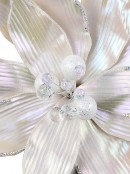 38cm Matte Pearl Poinsettia Flower With Diamantes Christmas Tree Clip Pick