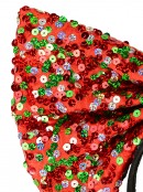 Red Christmas Bow Headband With Three Colour Sequin Decorations - 32cm