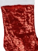 Traditional Look Red Sequin Fabric With White Faux Fur Cuff Stocking - 48cm